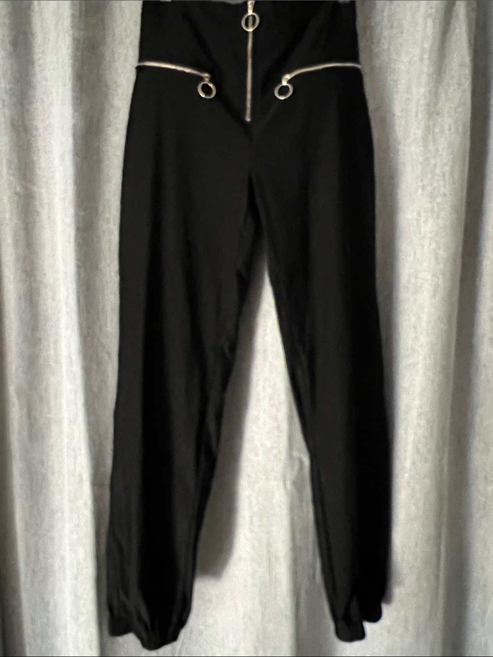 Hera Collection Black Zip-Front Jogger Pants with Ring Hardware